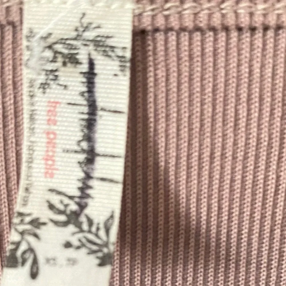 Free People Womens XS‎ Mauve Pink Ribbed Ruched Mock Neck Elbow Sleeve Top